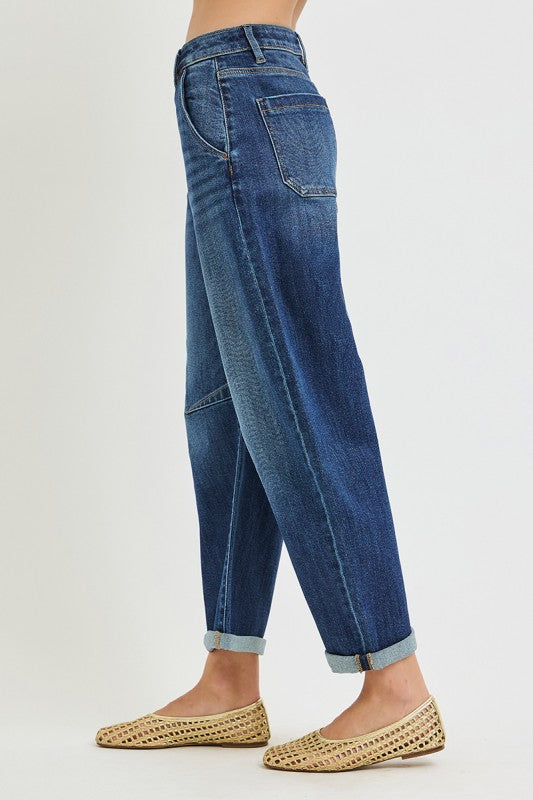 RISEN SLOUCHY CROPPED BARREL CUFFED JEAN
