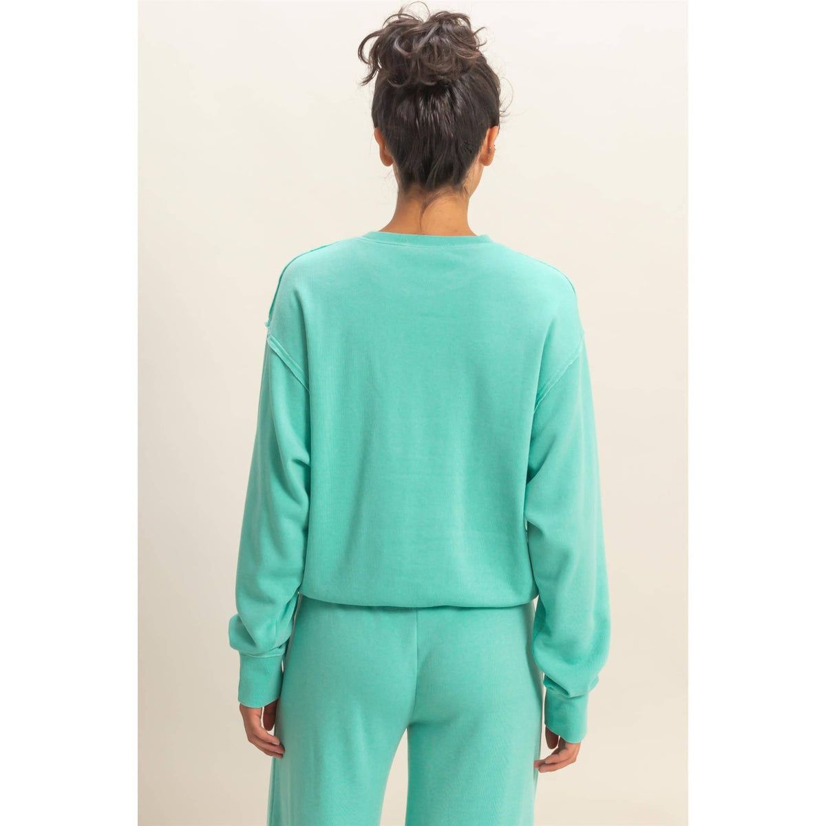 Raw Edge Detail Burnout Sweatshirt: WHIP CREAM