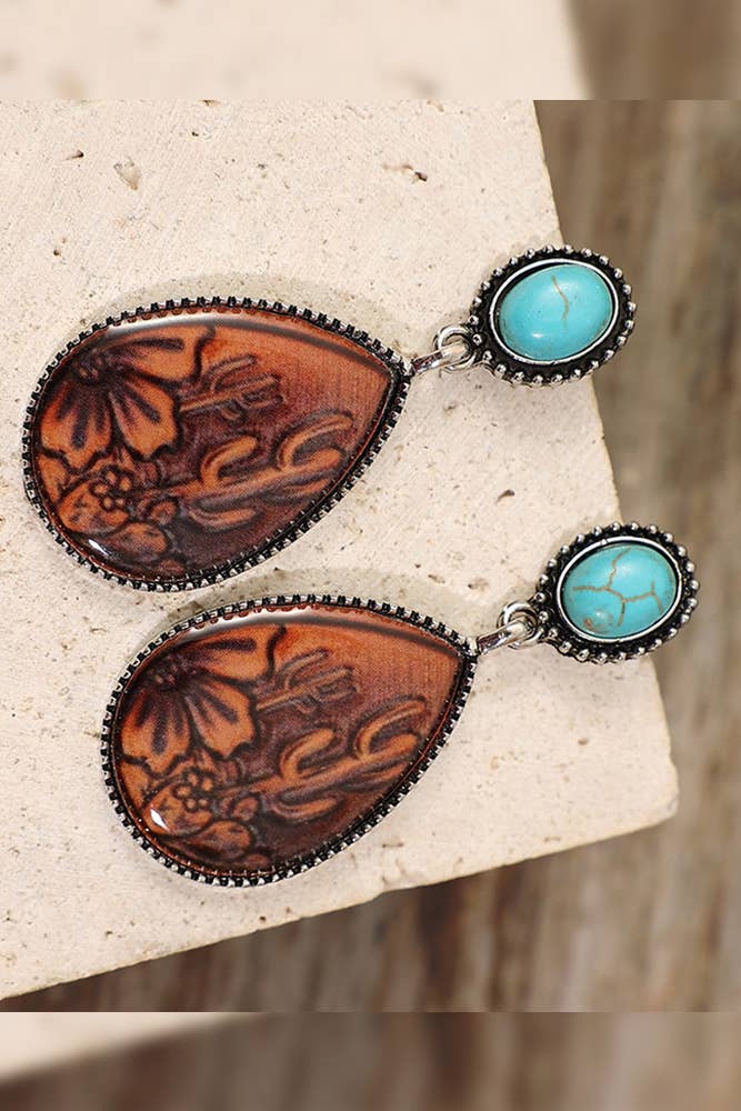 Brown Ethic Water Drop Earrings MOQ 5pcs SP316: Brown / One Size