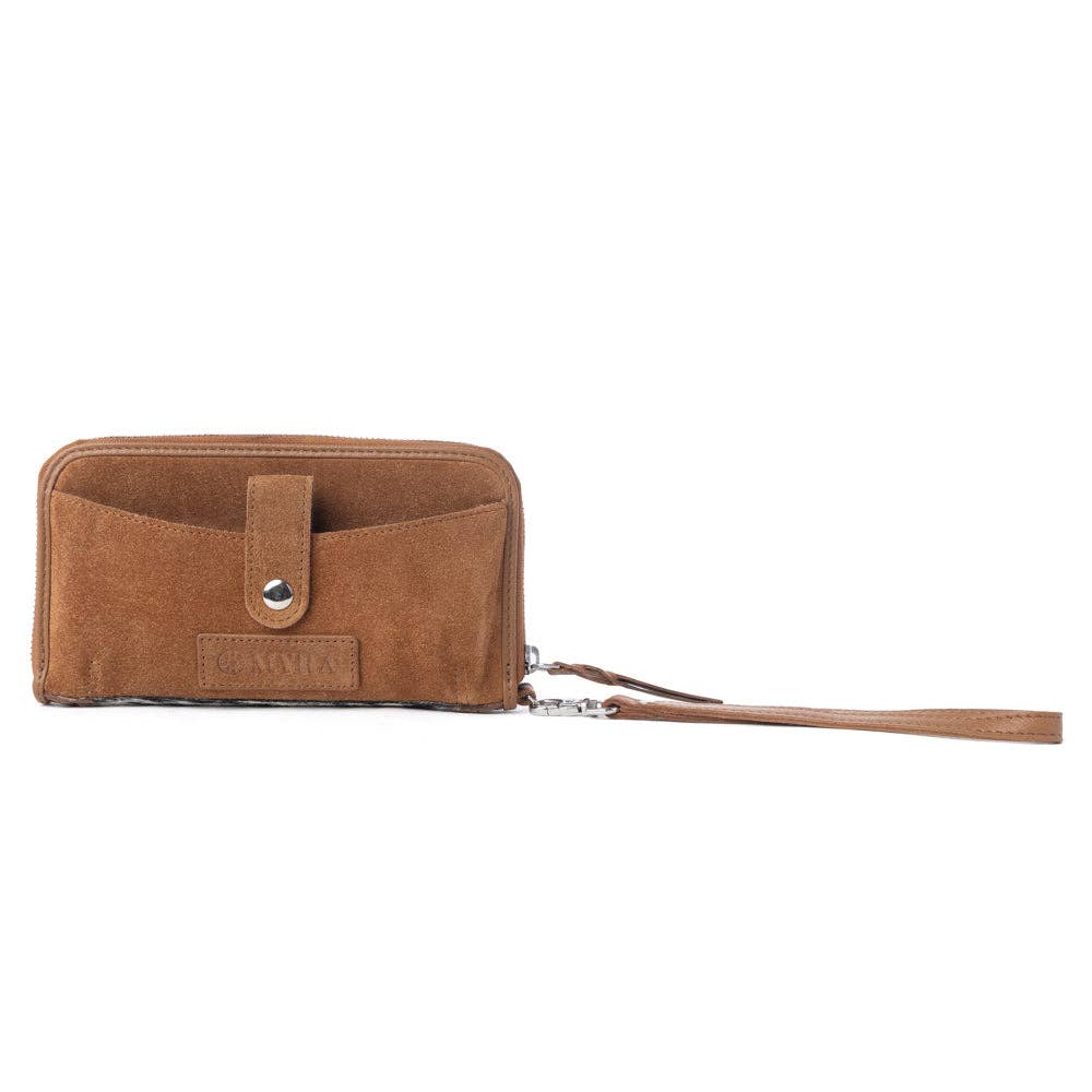 Sunset Ridge Handtooled Hairon Leather Wallet in Honey Snow: Honey Snow