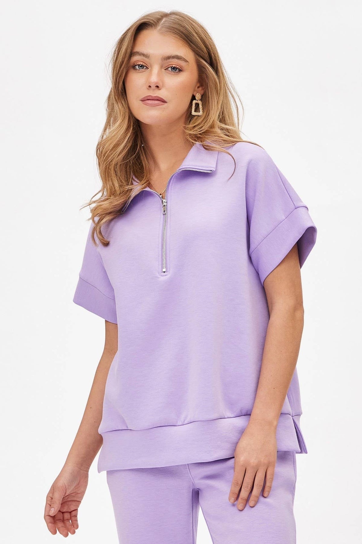 Short Sleeve Quarter Zip + Pants Modal Set TRVSET-CATALINA: GREY