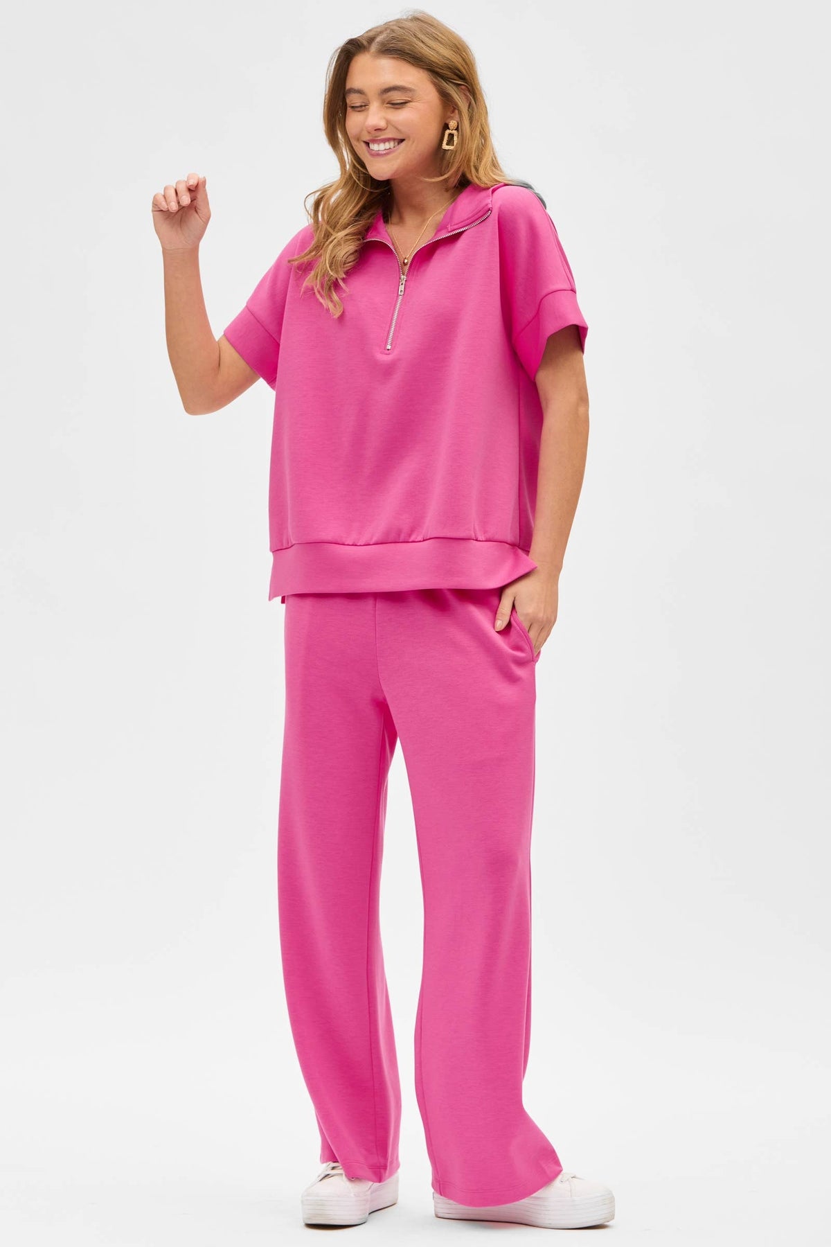 Short Sleeve Quarter Zip + Pants Modal Set TRVSET-CATALINA: GREY