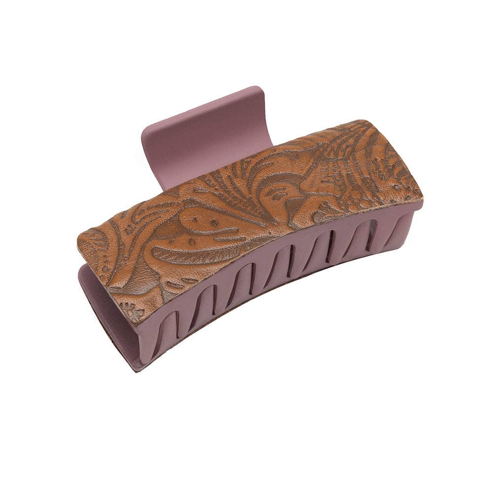 Sunset Sunflower Hair Comb Clip: Hand-Tooled