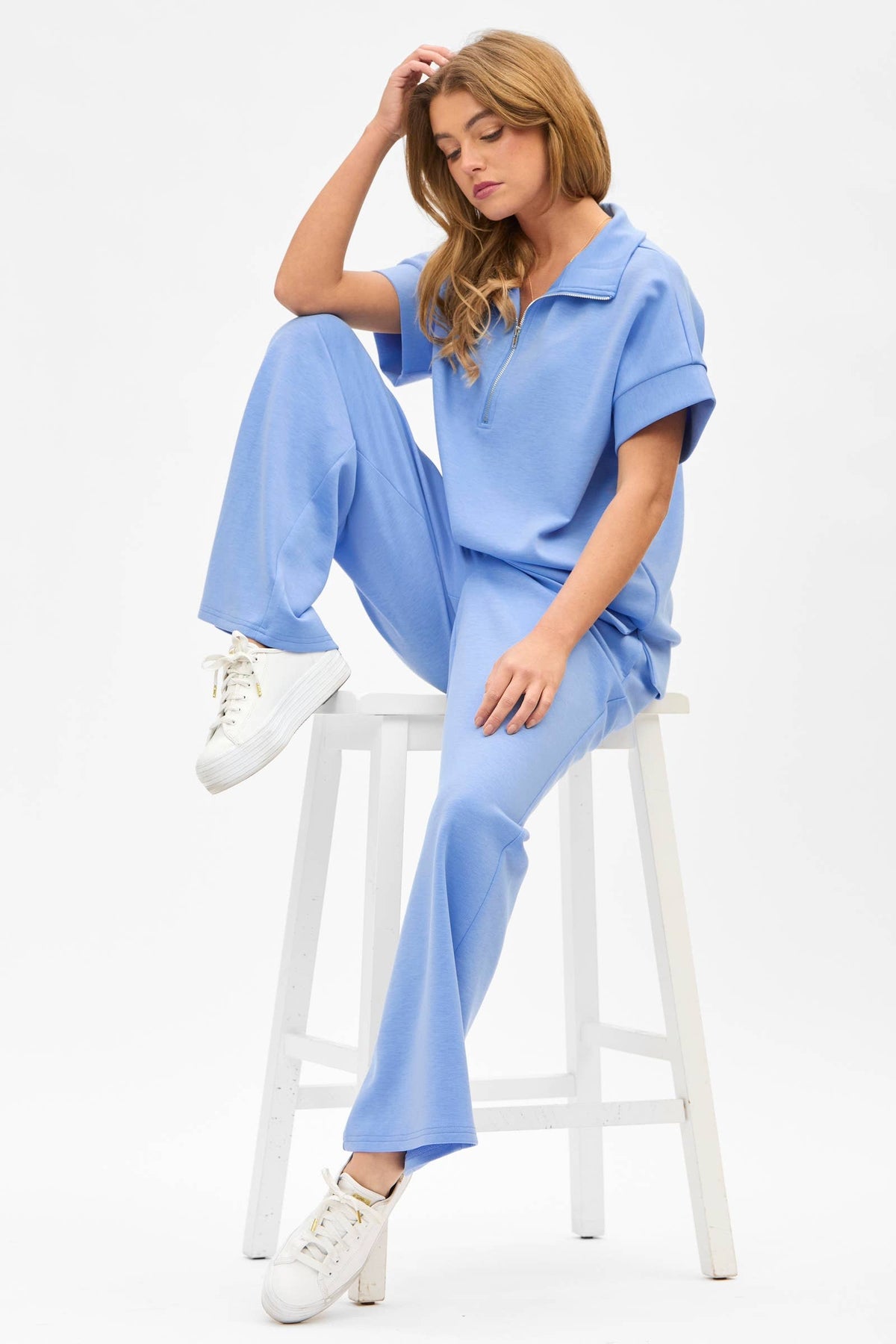 Short Sleeve Quarter Zip + Pants Modal Set TRVSET-CATALINA: GREY
