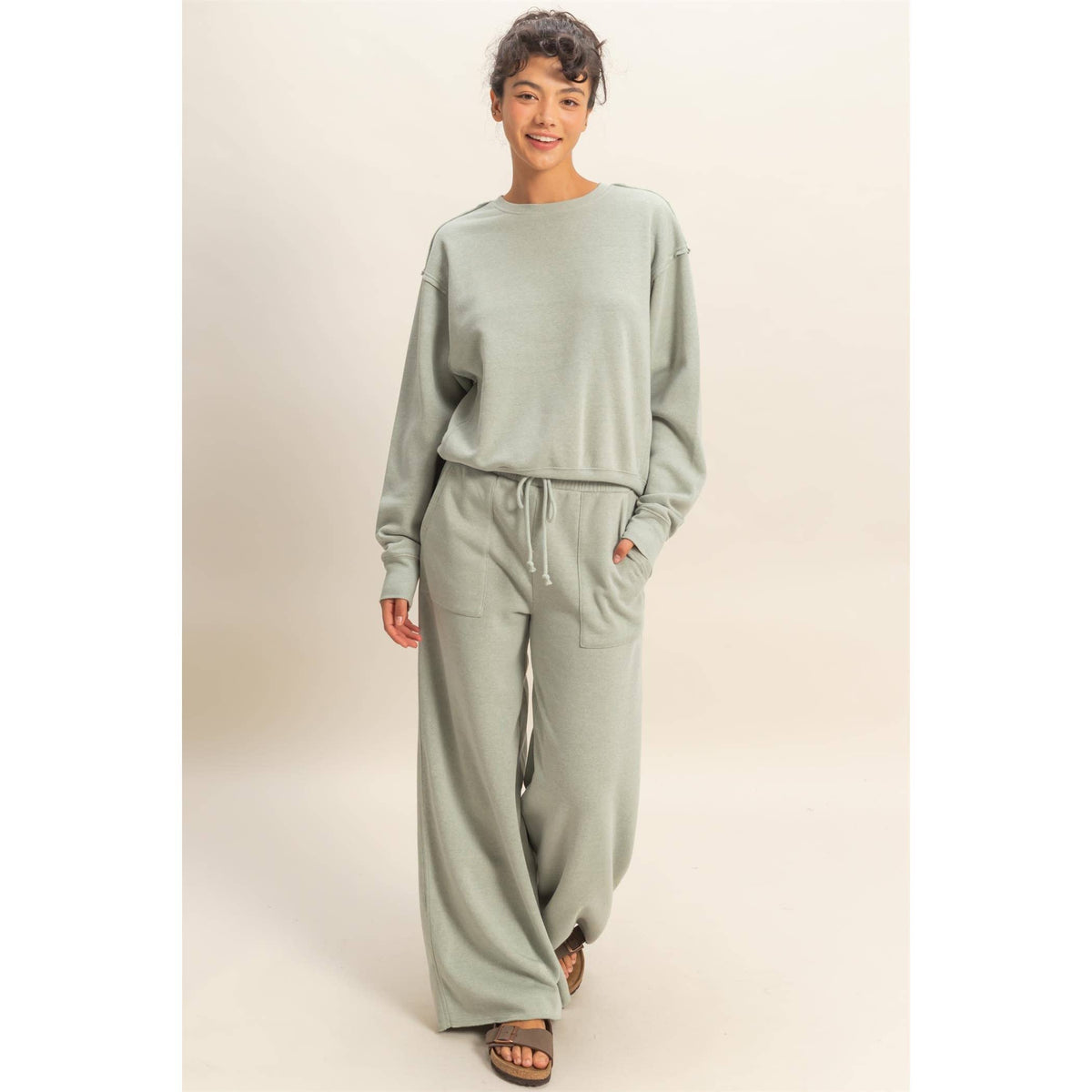 Raw Edge Detail Burnout Sweatshirt: WHIP CREAM