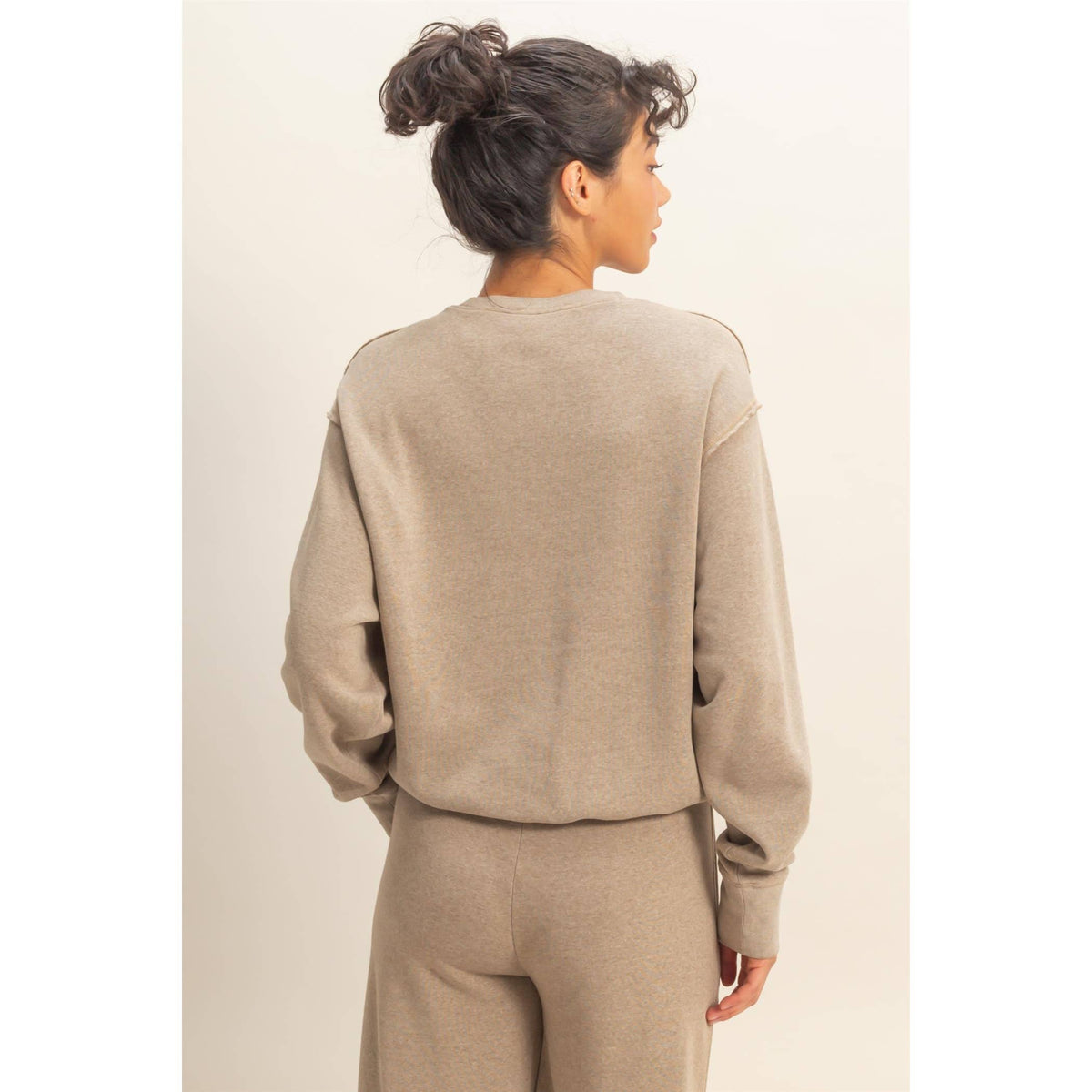 Raw Edge Detail Burnout Sweatshirt: WHIP CREAM