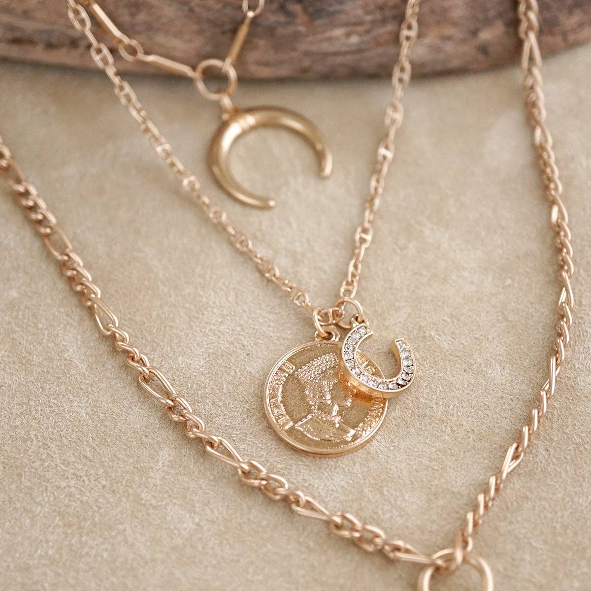 Moonlit Rider – Layered Horse Coin Necklace: Silver