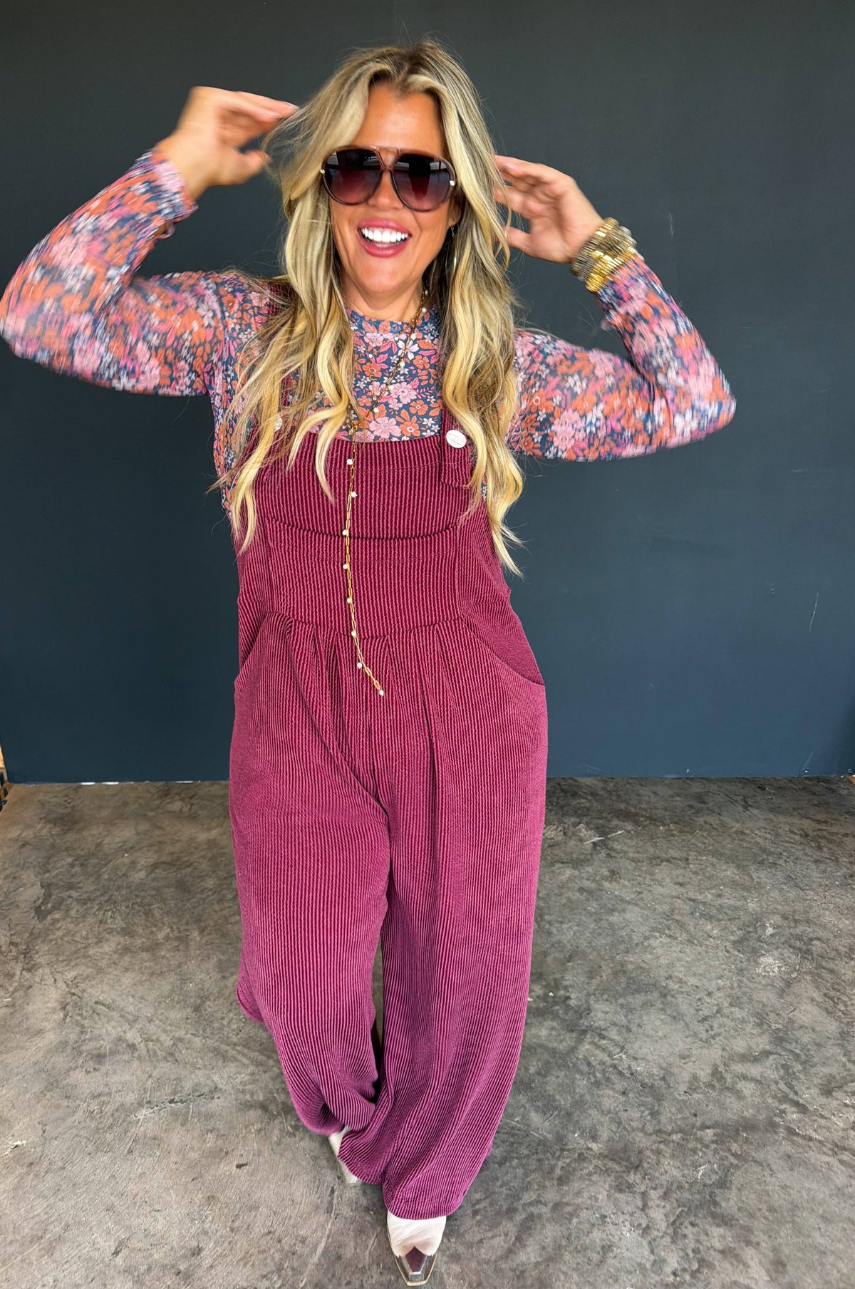 FALL KARLI OVERALLS: PLUM