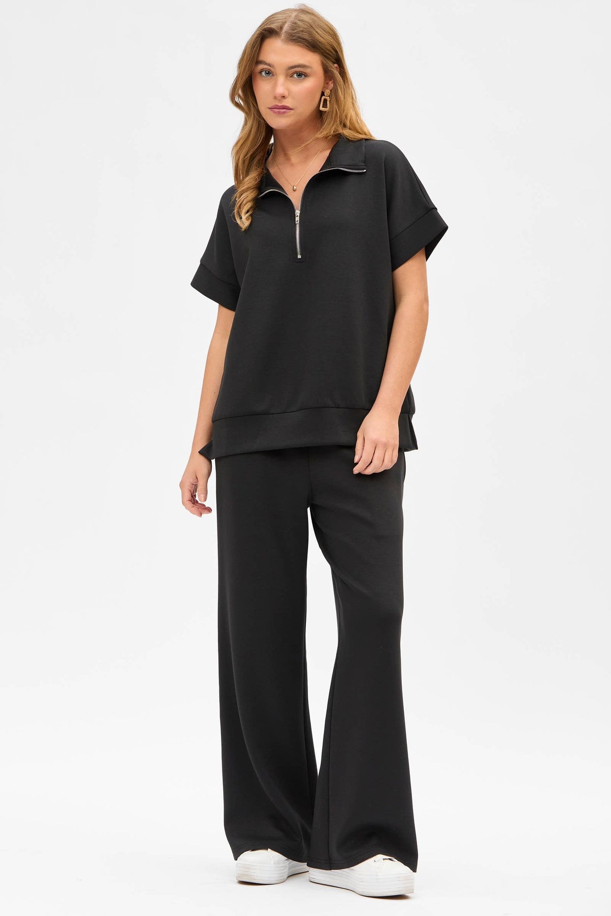 Short Sleeve Quarter Zip + Pants Modal Set TRVSET-CATALINA: GREY