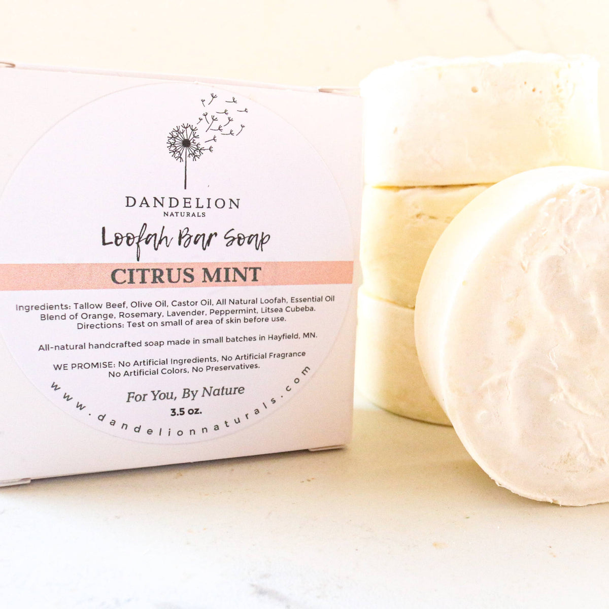 Exfoliating Tallow Bar Soap with Loofah | Citrus + Mint
