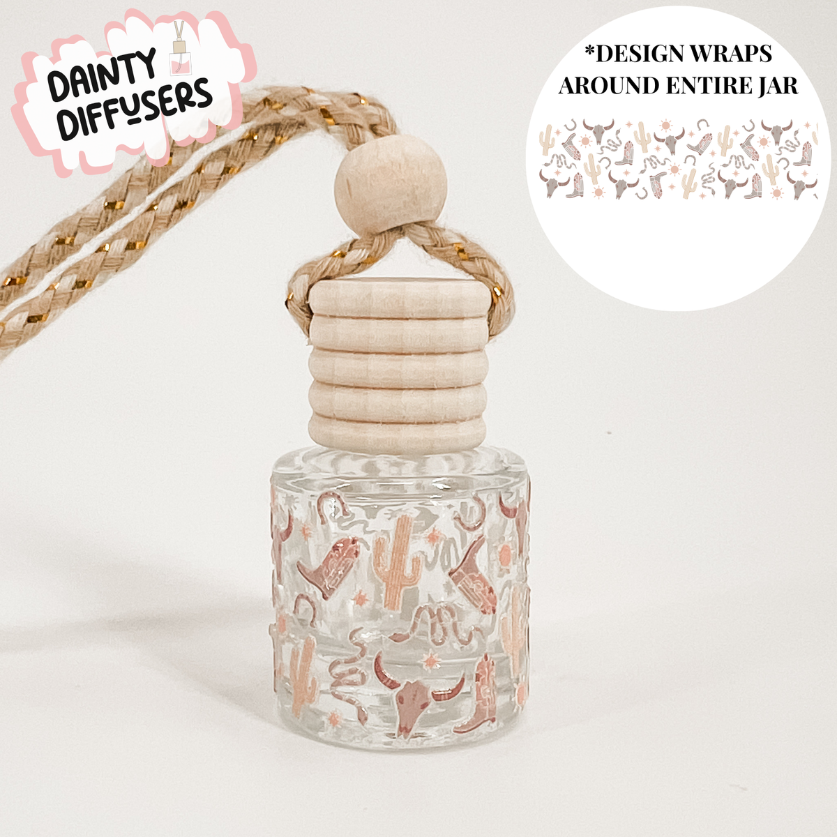 Pastel Cowboy Wrap-Around Car Freshener | Hanging Car Diffuser: Dark Intentions