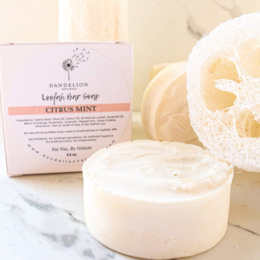 Exfoliating Tallow Bar Soap with Loofah | Citrus + Mint