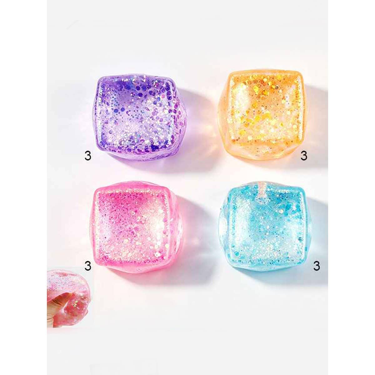 Viral Glitter Ice Cube Squishy Toy: MIX COLOR / ONE(12)