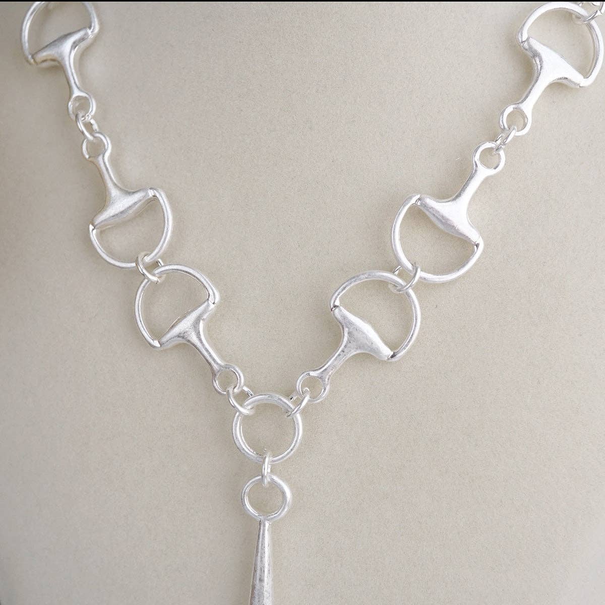 Bit by Bit – Horse Bit Pendant Chain Necklace: Worn Silver