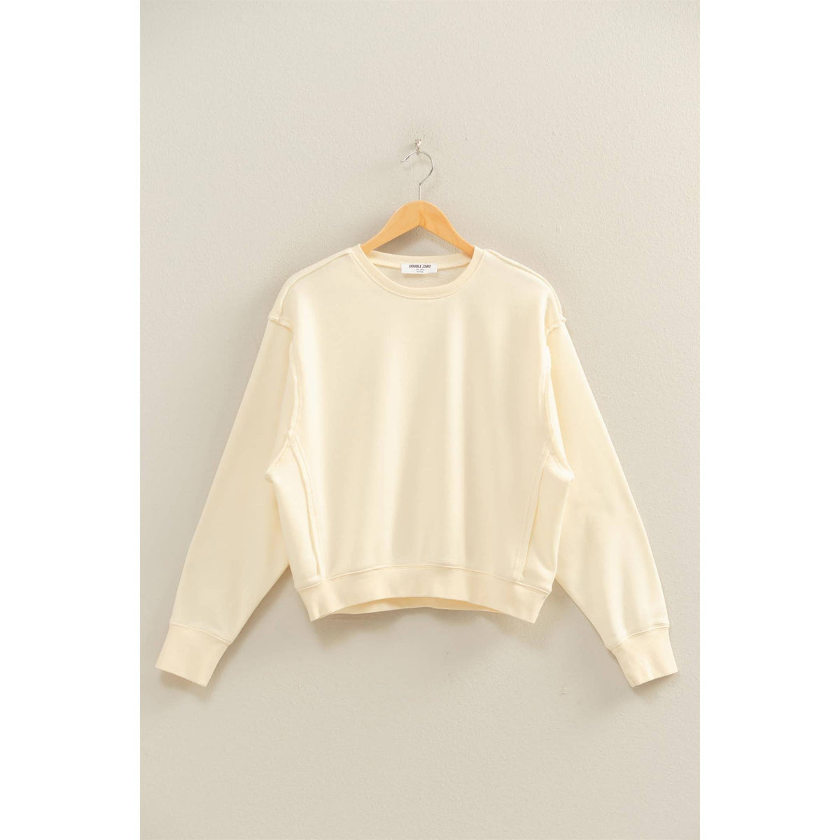 Raw Edge Detail Burnout Sweatshirt: WHIP CREAM