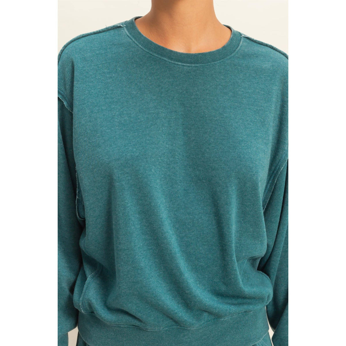 Raw Edge Detail Burnout Sweatshirt: WHIP CREAM
