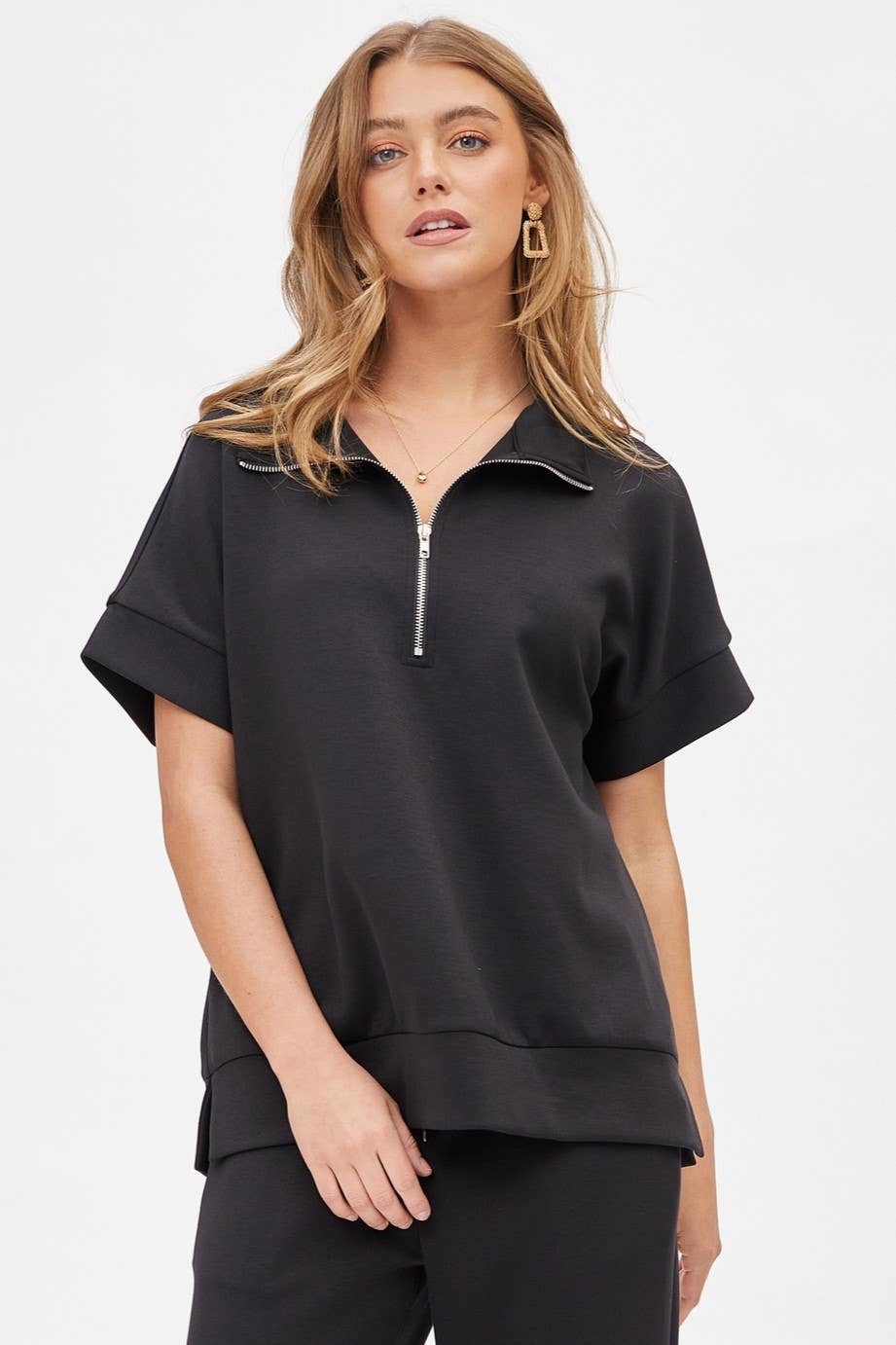 Short Sleeve Quarter Zip + Pants Modal Set TRVSET-CATALINA: GREY