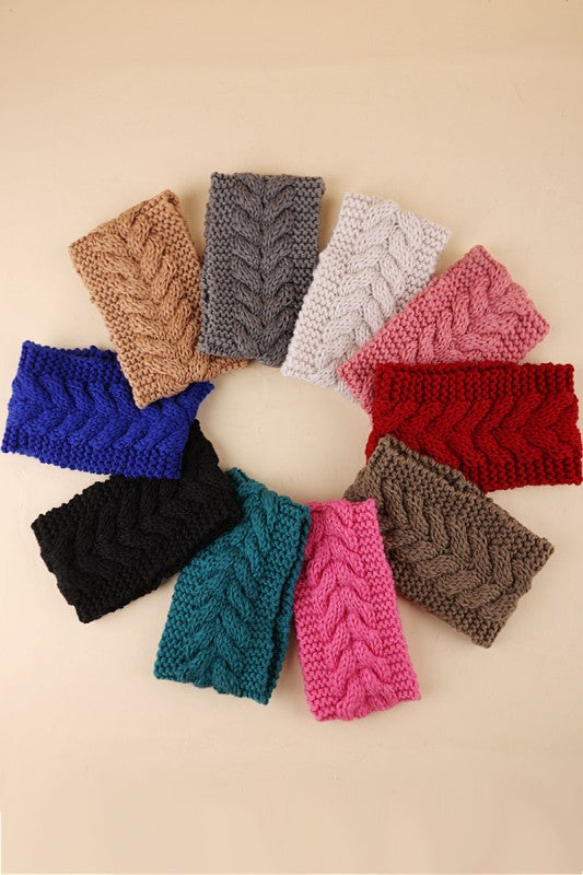 Crochet cable knitted headband