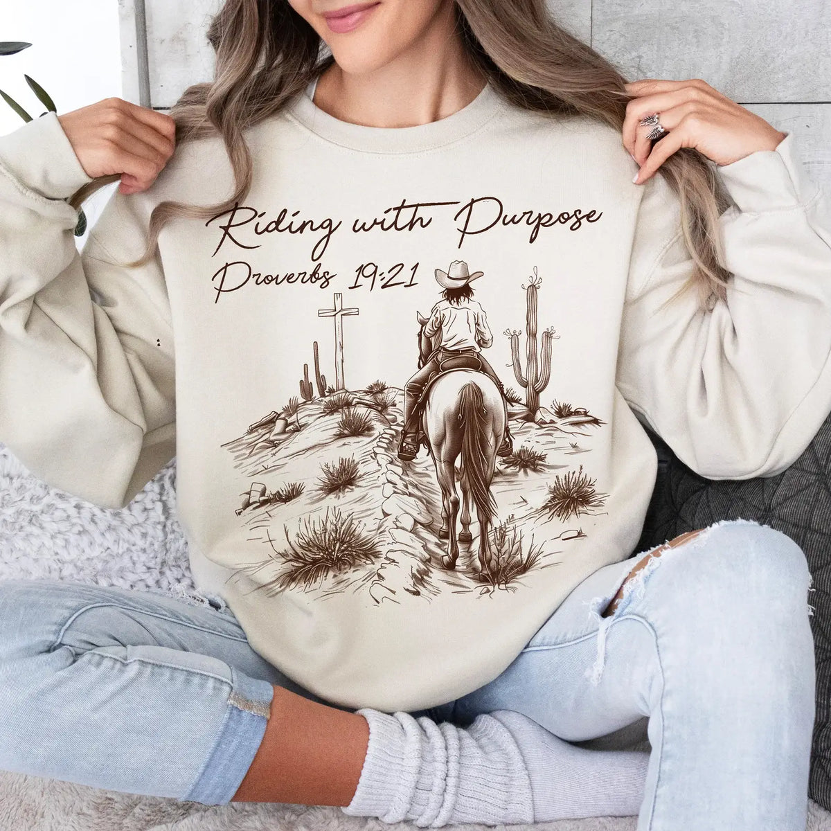 Riding With Purpose Western Tees -Sweatshirts & Tees : Sand