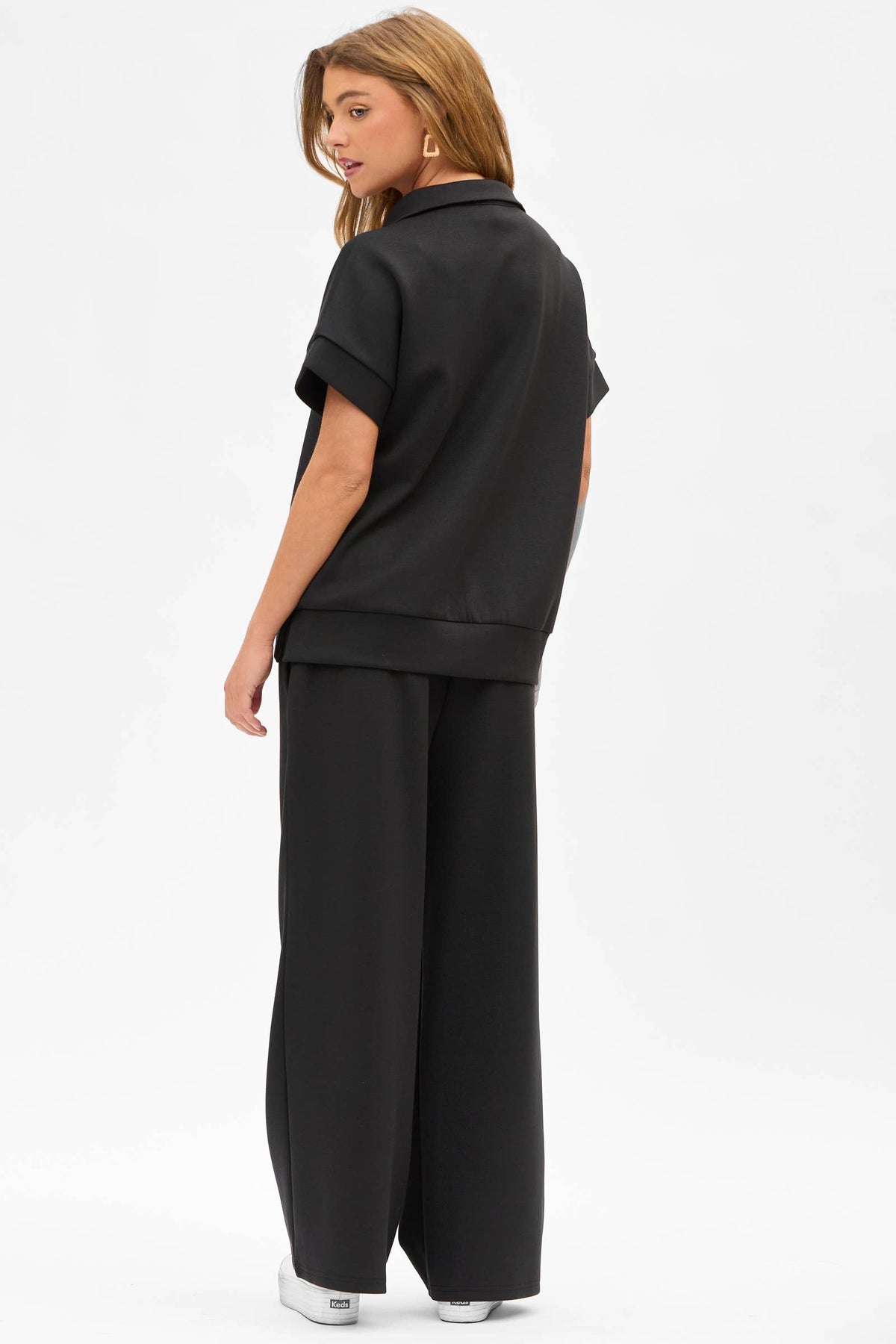 Short Sleeve Quarter Zip + Pants Modal Set TRVSET-CATALINA: BLACK