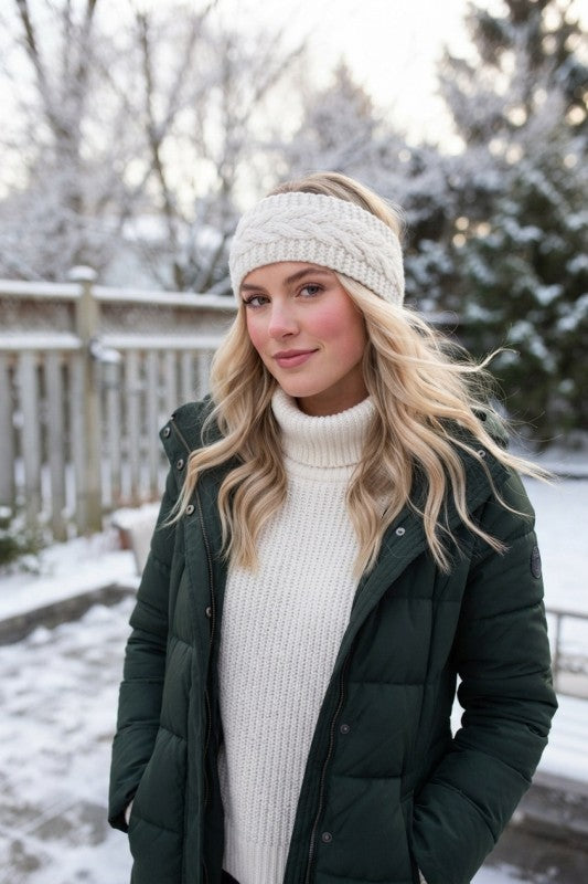 Crochet cable knitted headband
