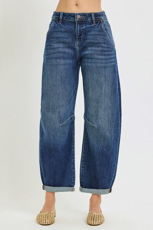 RISEN SLOUCHY CROPPED BARREL CUFFED JEAN