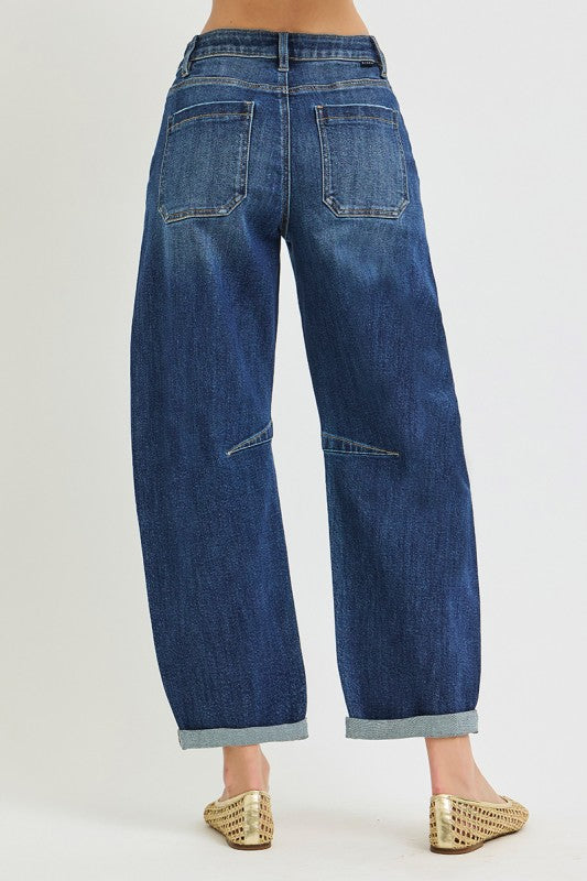 RISEN SLOUCHY CROPPED BARREL CUFFED JEAN