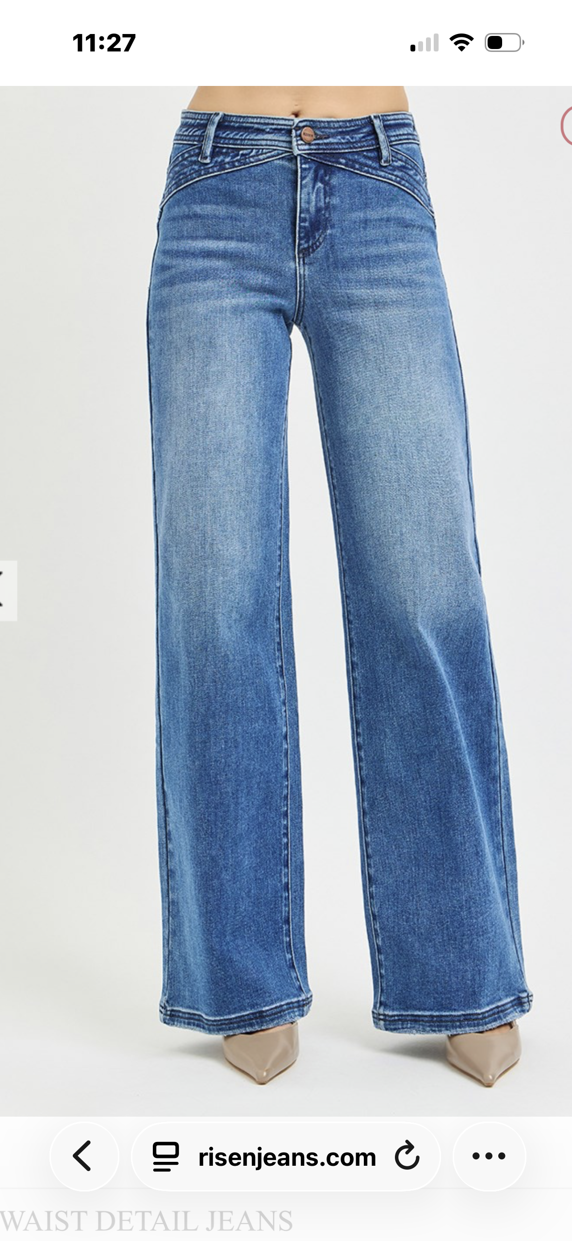 RISEN HIGH WAIST WIDE LEG DETAIL JEANS