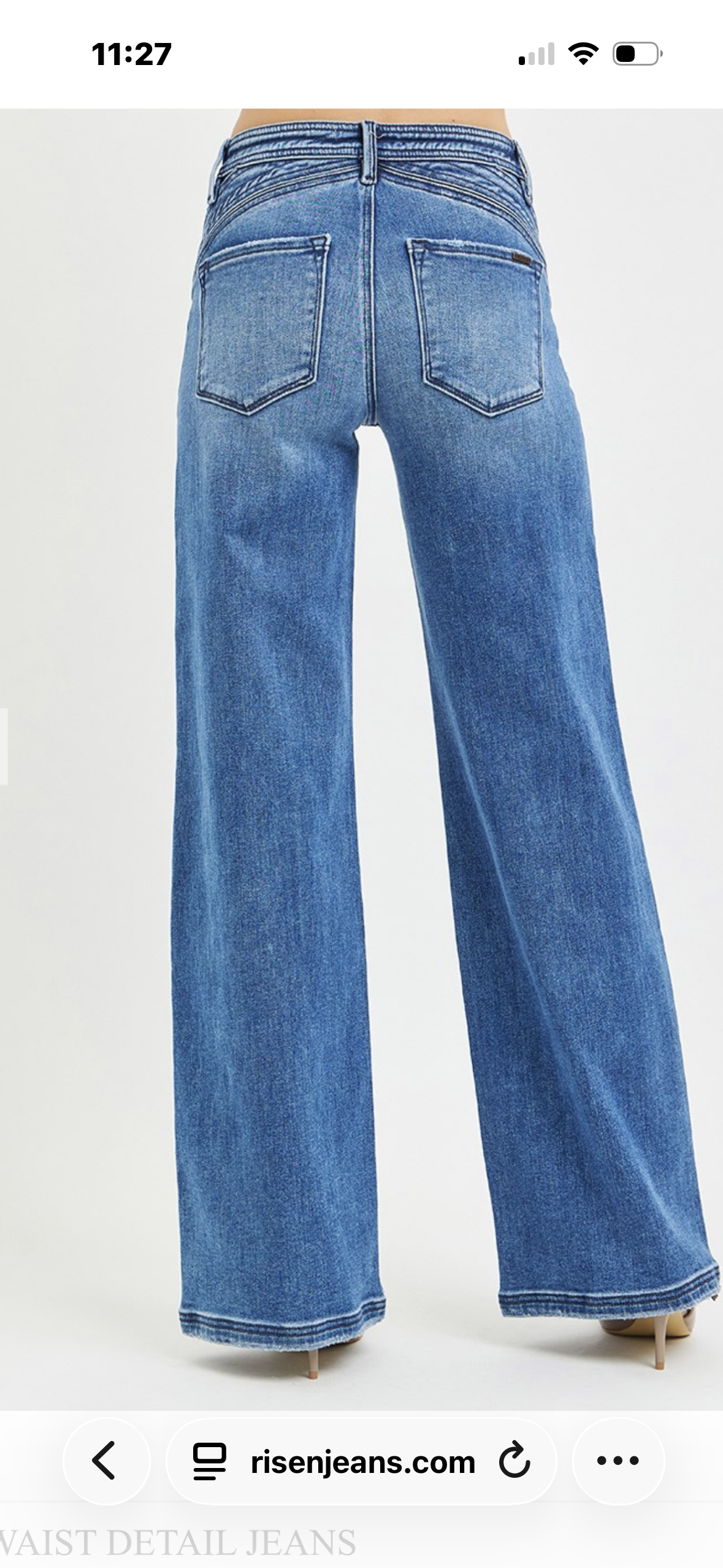 RISEN HIGH WAIST WIDE LEG DETAIL JEANS