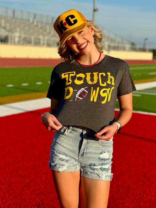 Gold Touchdown with Sequin Football by Randi Mahomes