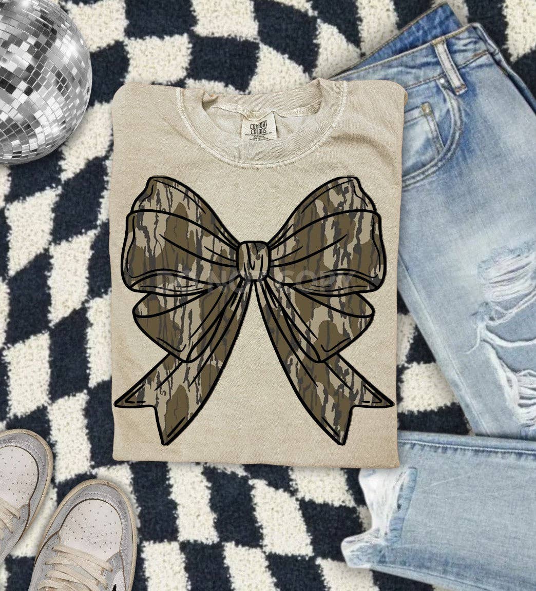 Camo Bow Sweatshirt (Sand Color)