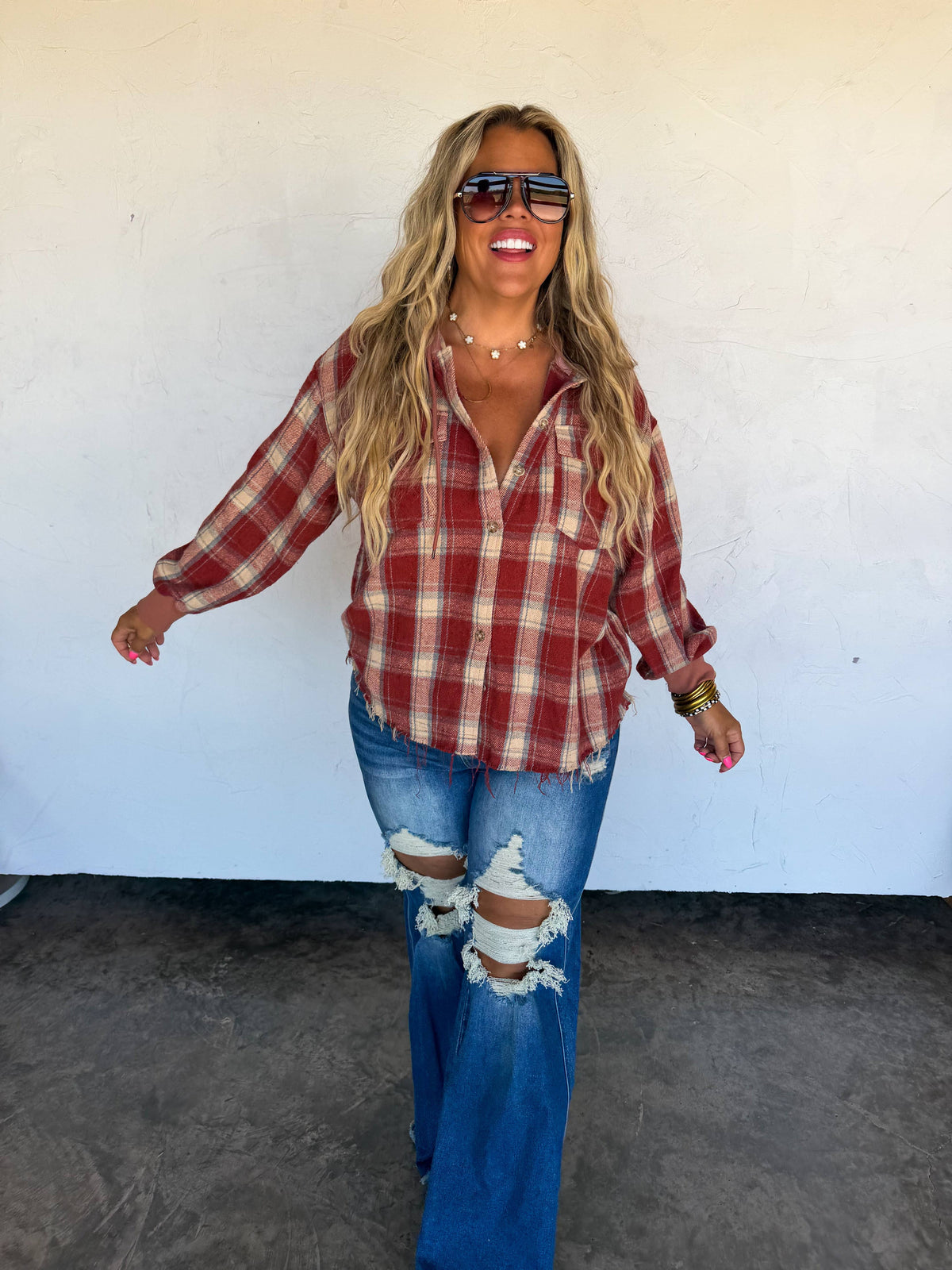MOUNTAIN MORNING PLAID SHACKET: RED BRICK