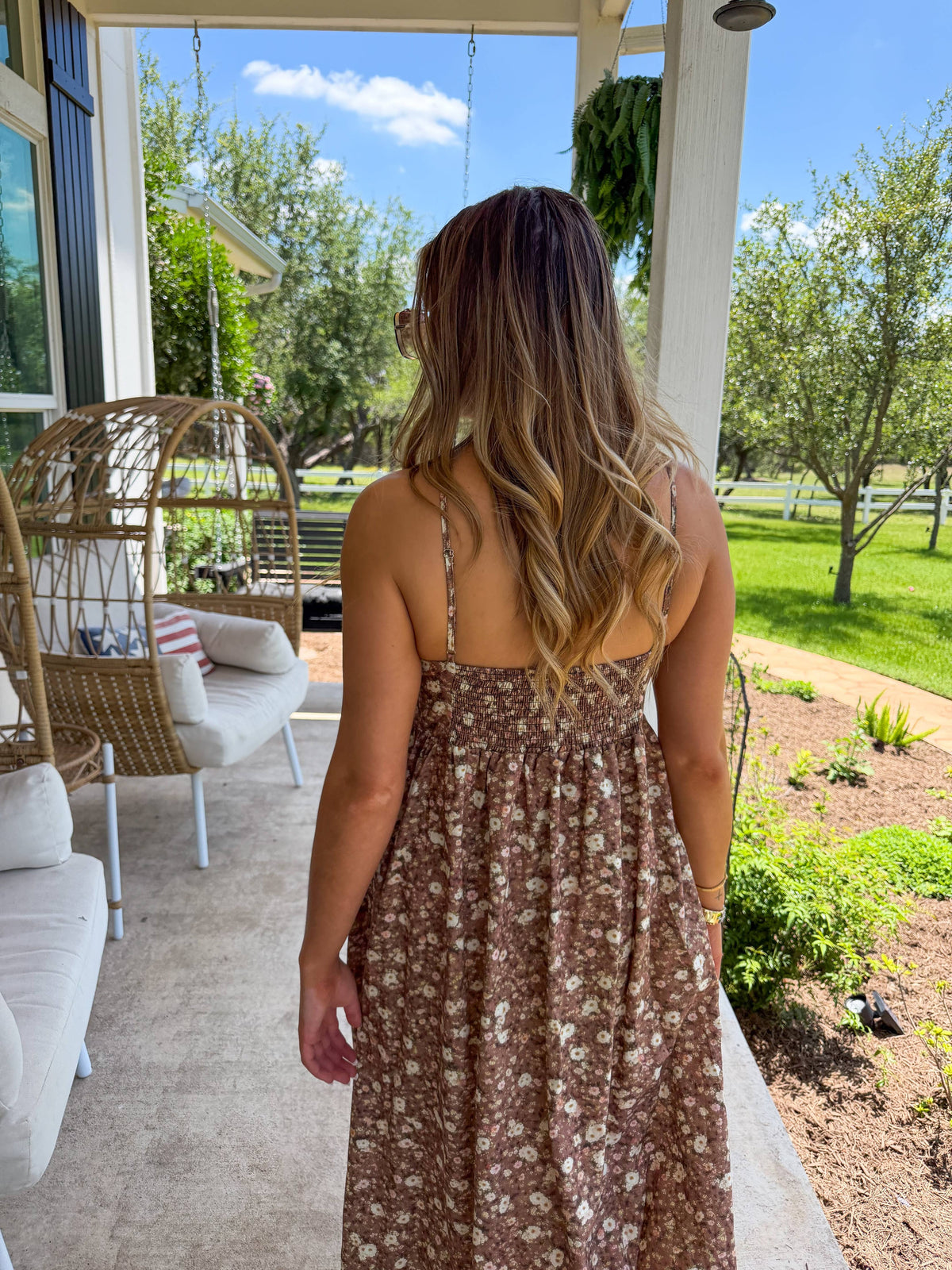 WESTERN CHARM MAXI DRESS: BROWN FLORAL