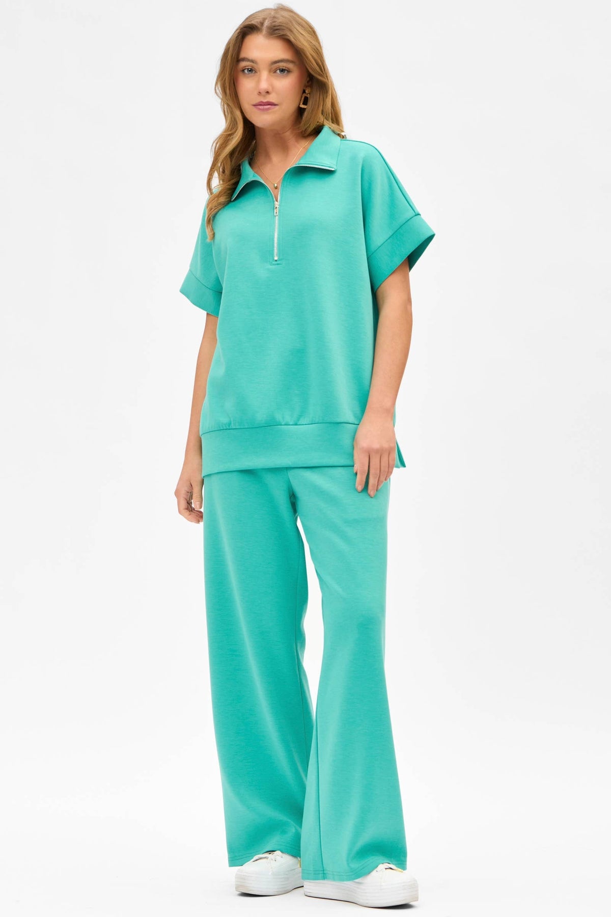 Short Sleeve Quarter Zip + Pants Modal Set TRVSET-CATALINA: GREY