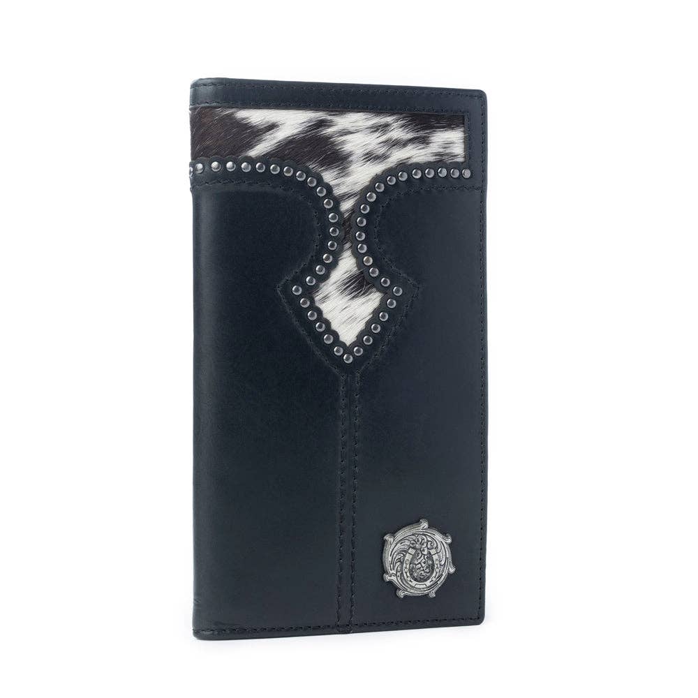 Frontier Mark Hairon Leather Wallet for Men in Dusthorn Black: Dusthorn Black