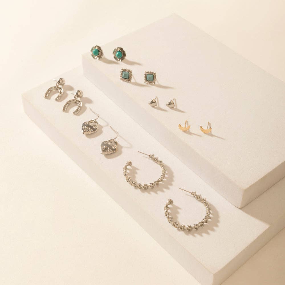 Moonbeam Earrings Set in Silver Shine: Silver Shine