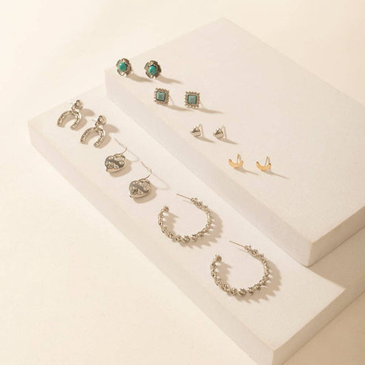 Moonbeam Earrings Set in Silver Shine: Silver Shine