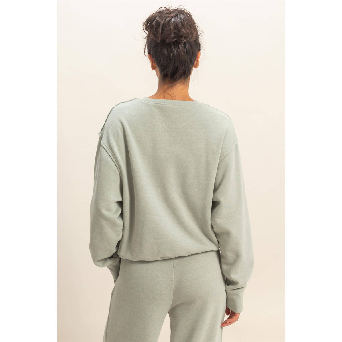 Raw Edge Detail Burnout Sweatshirt: WHIP CREAM