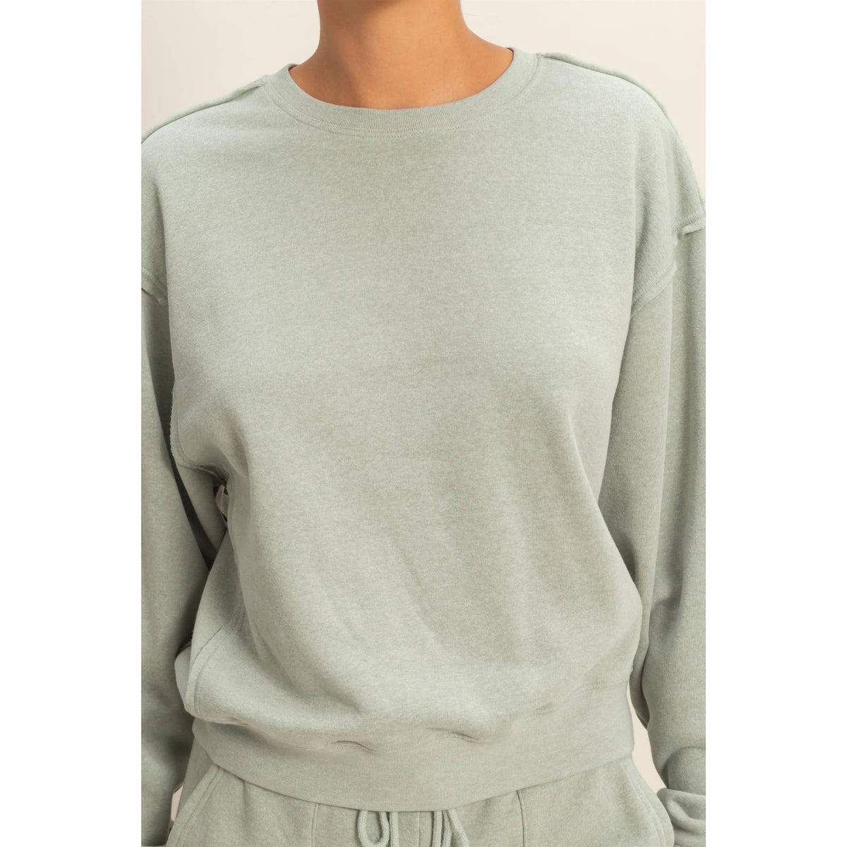 Raw Edge Detail Burnout Sweatshirt: WHIP CREAM