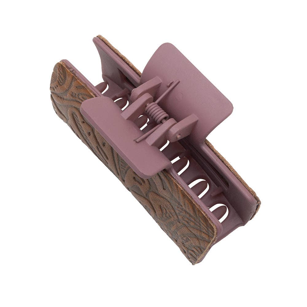 Sunset Sunflower Hair Comb Clip: Hand-Tooled