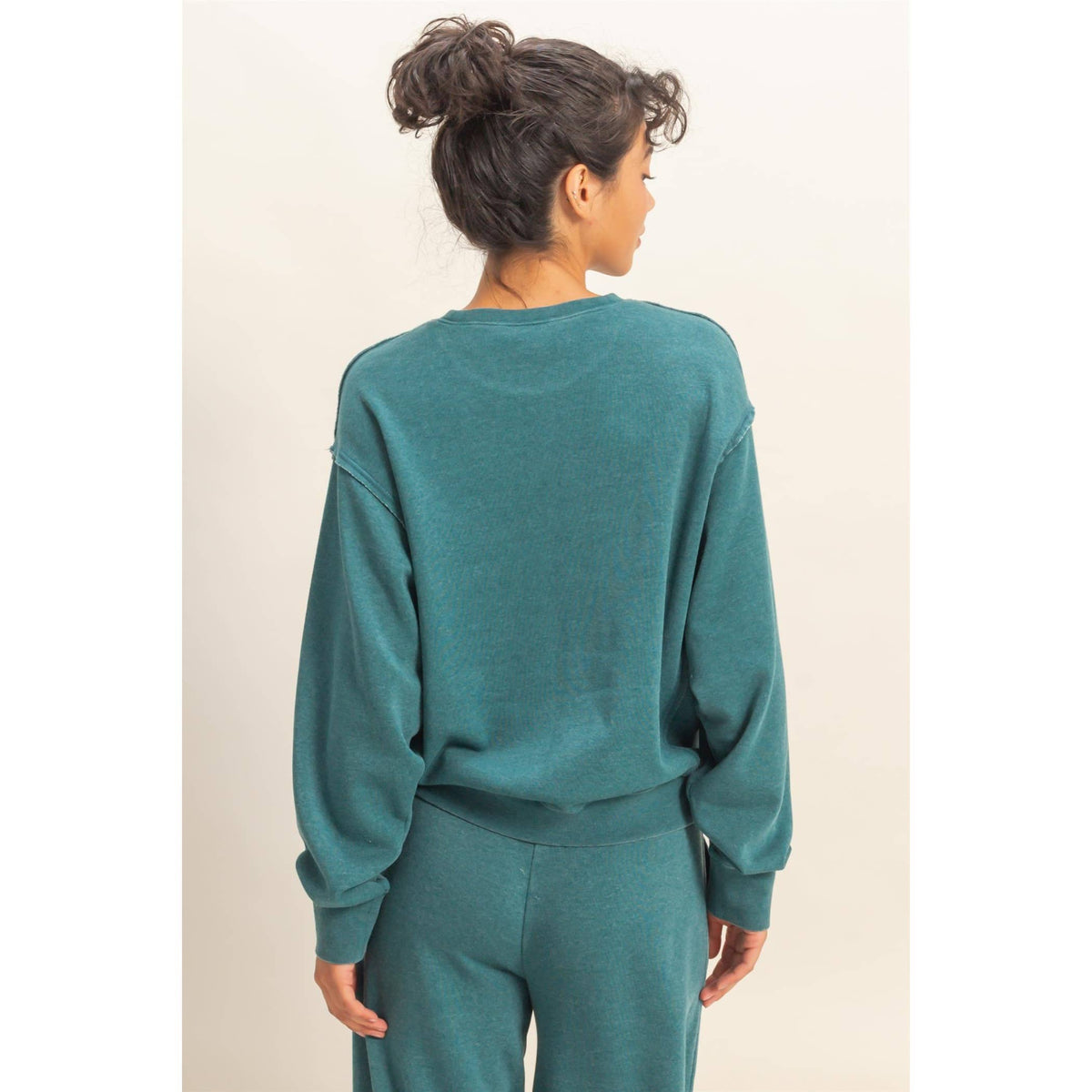 Raw Edge Detail Burnout Sweatshirt: WHIP CREAM