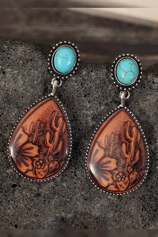 Brown Ethic Water Drop Earrings MOQ 5pcs SP316: Brown / One Size