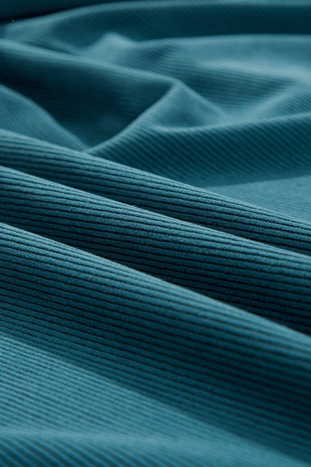 Corduroy Buttoned 3/4 Sleeve Dress: Blue