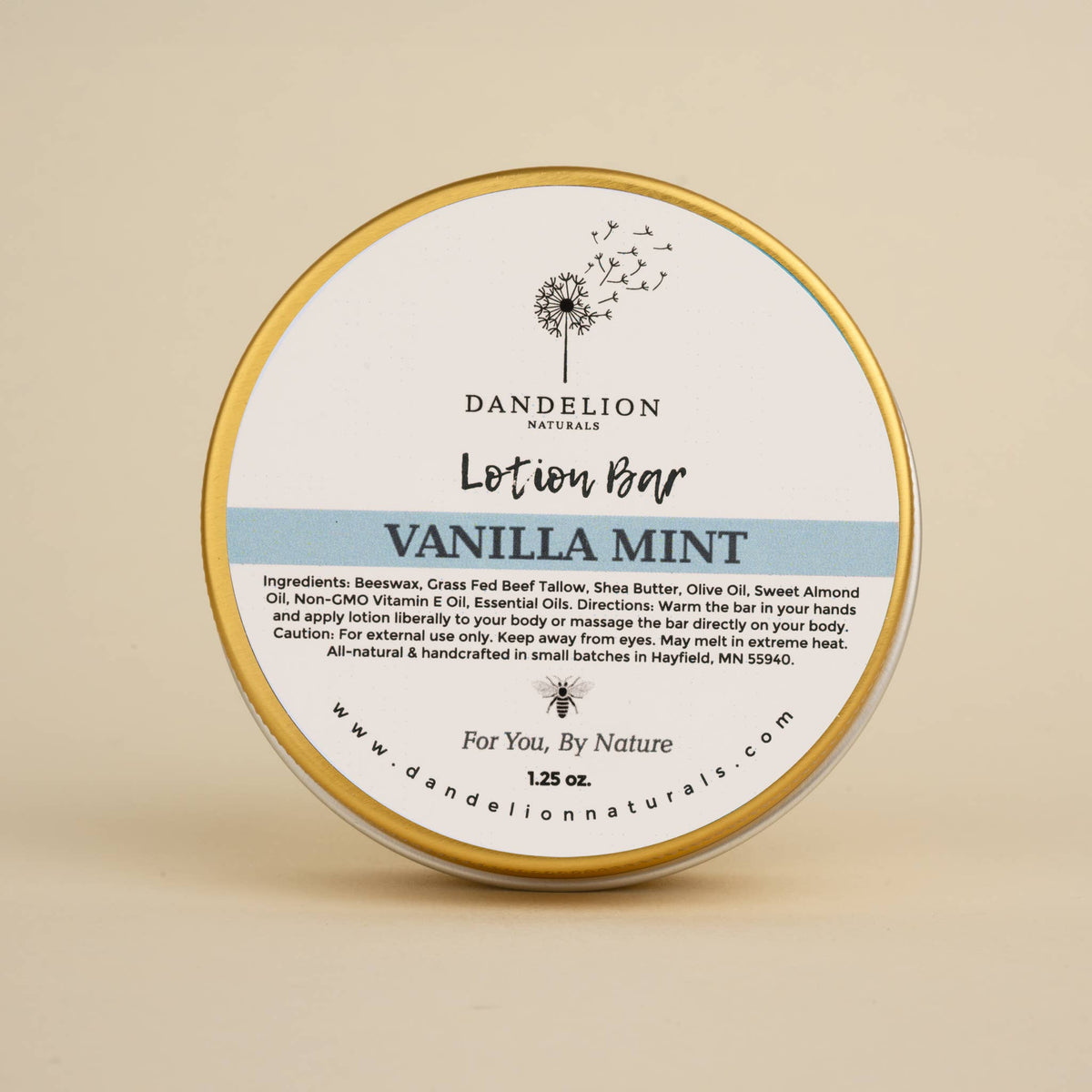 Vanilla Mint Tallow Lotion Bar | Solid Lotion Bar