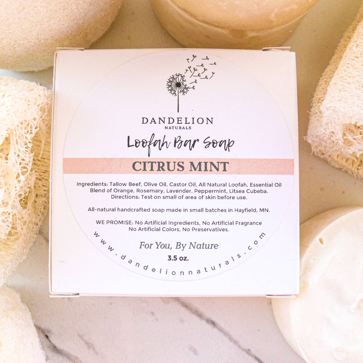 Exfoliating Tallow Bar Soap with Loofah | Citrus + Mint