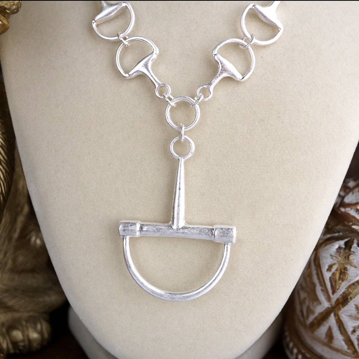 Bit by Bit – Horse Bit Pendant Chain Necklace: Worn Gold