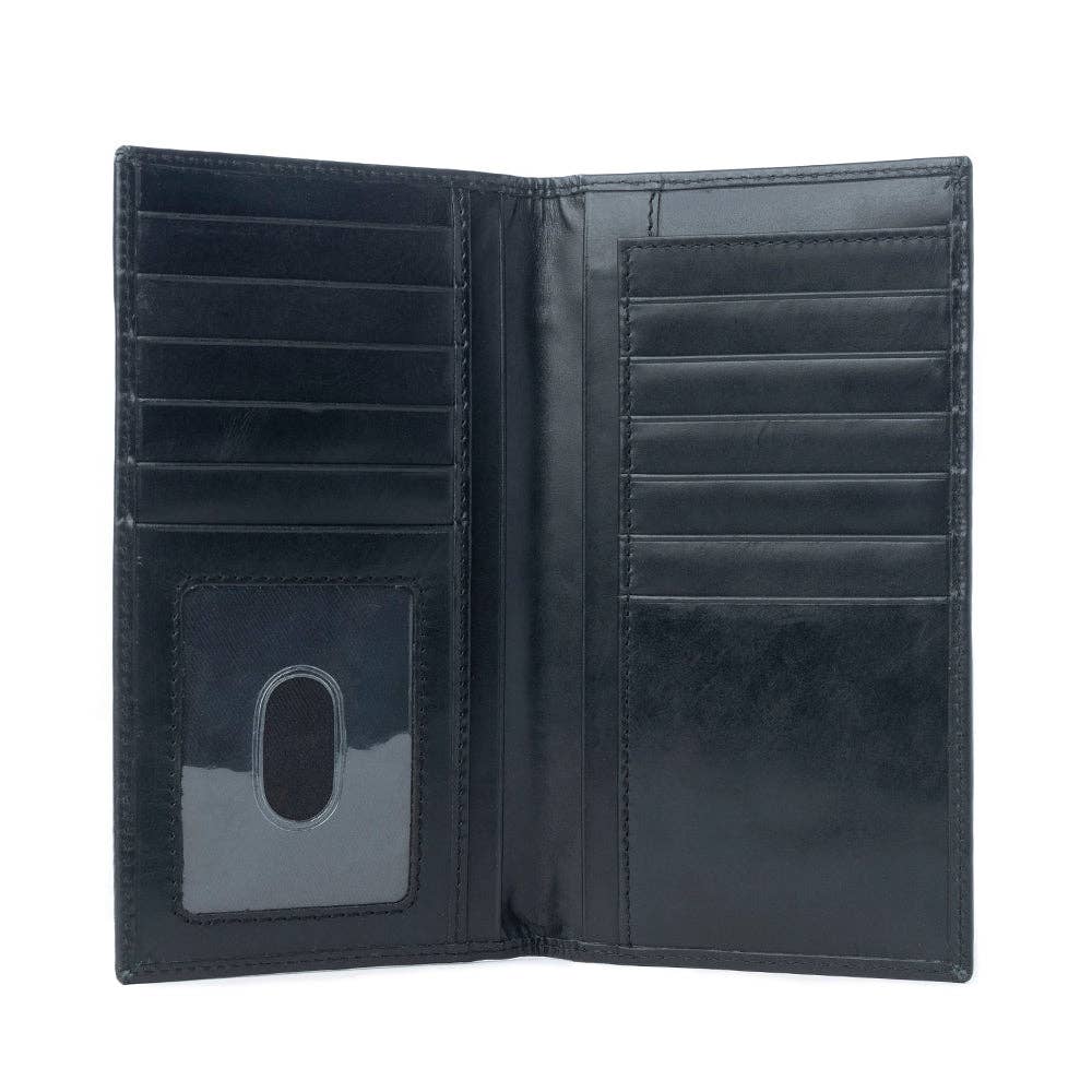 Frontier Mark Hairon Leather Wallet for Men in Dusthorn Black: Dusthorn Black