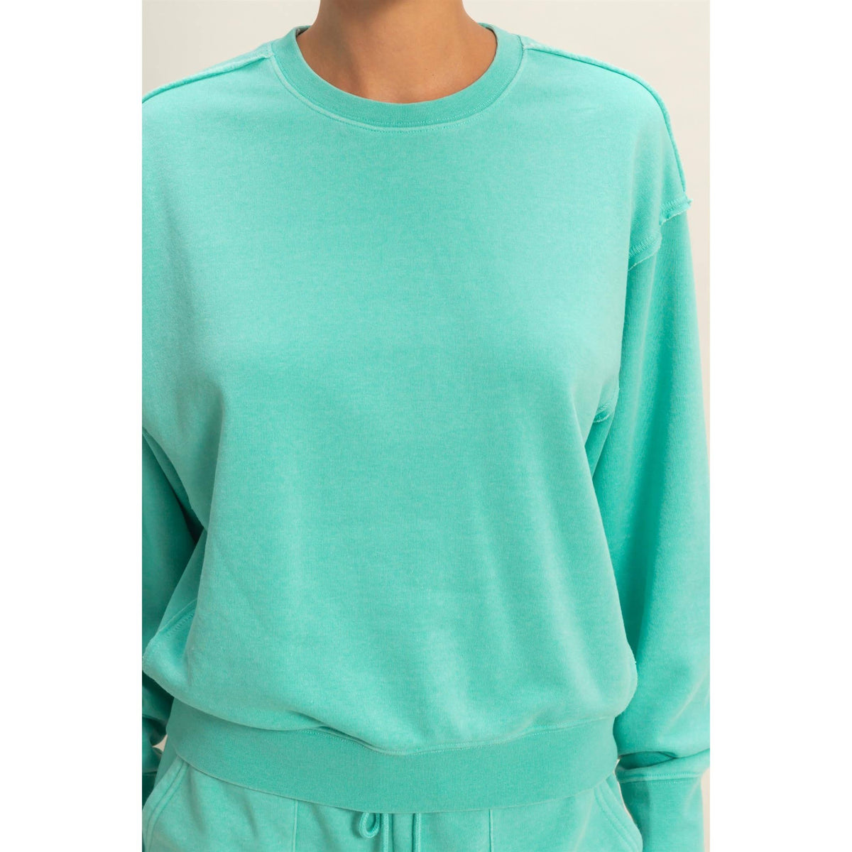 Raw Edge Detail Burnout Sweatshirt: WHIP CREAM
