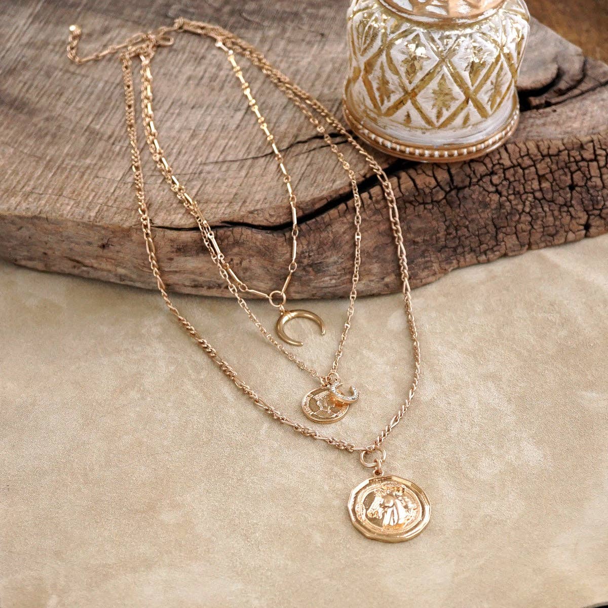 Moonlit Rider – Layered Horse Coin Necklace: Silver